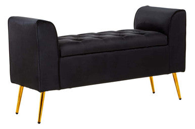 Loretta Black Velvet Ottoman Storage Bench
