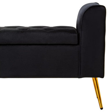 Loretta Black Velvet Ottoman Storage Bench