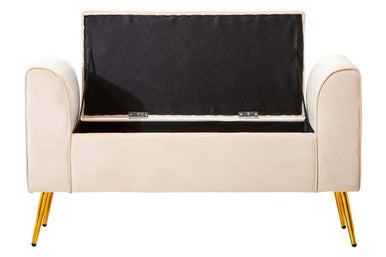 Loretta Stone Velvet Ottoman Storage Bench