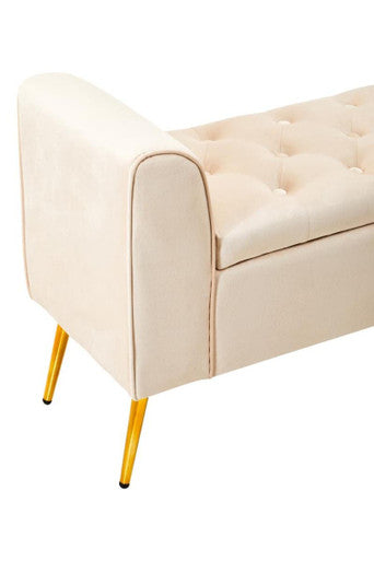 Loretta Stone Velvet Ottoman Storage Bench