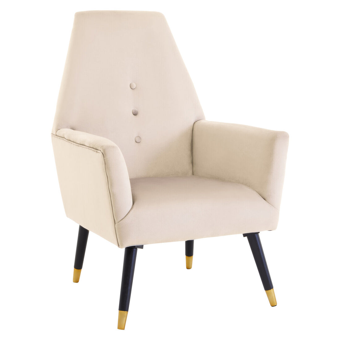 Loretta Stone Velvet Chair With Black Wood And Gold Finish Legs