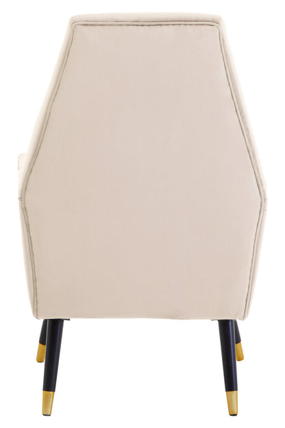 Loretta Stone Velvet Chair With Black Wood And Gold Finish Legs