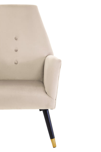 Loretta Stone Velvet Chair With Black Wood And Gold Finish Legs