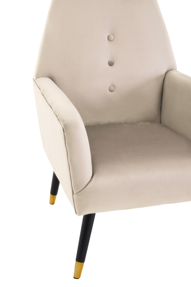 Loretta Stone Velvet Chair With Black Wood And Gold Finish Legs