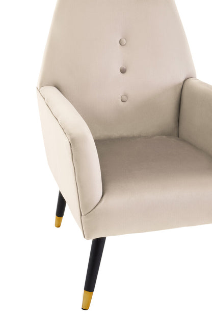 Loretta Stone Velvet Chair With Black Wood And Gold Finish Legs