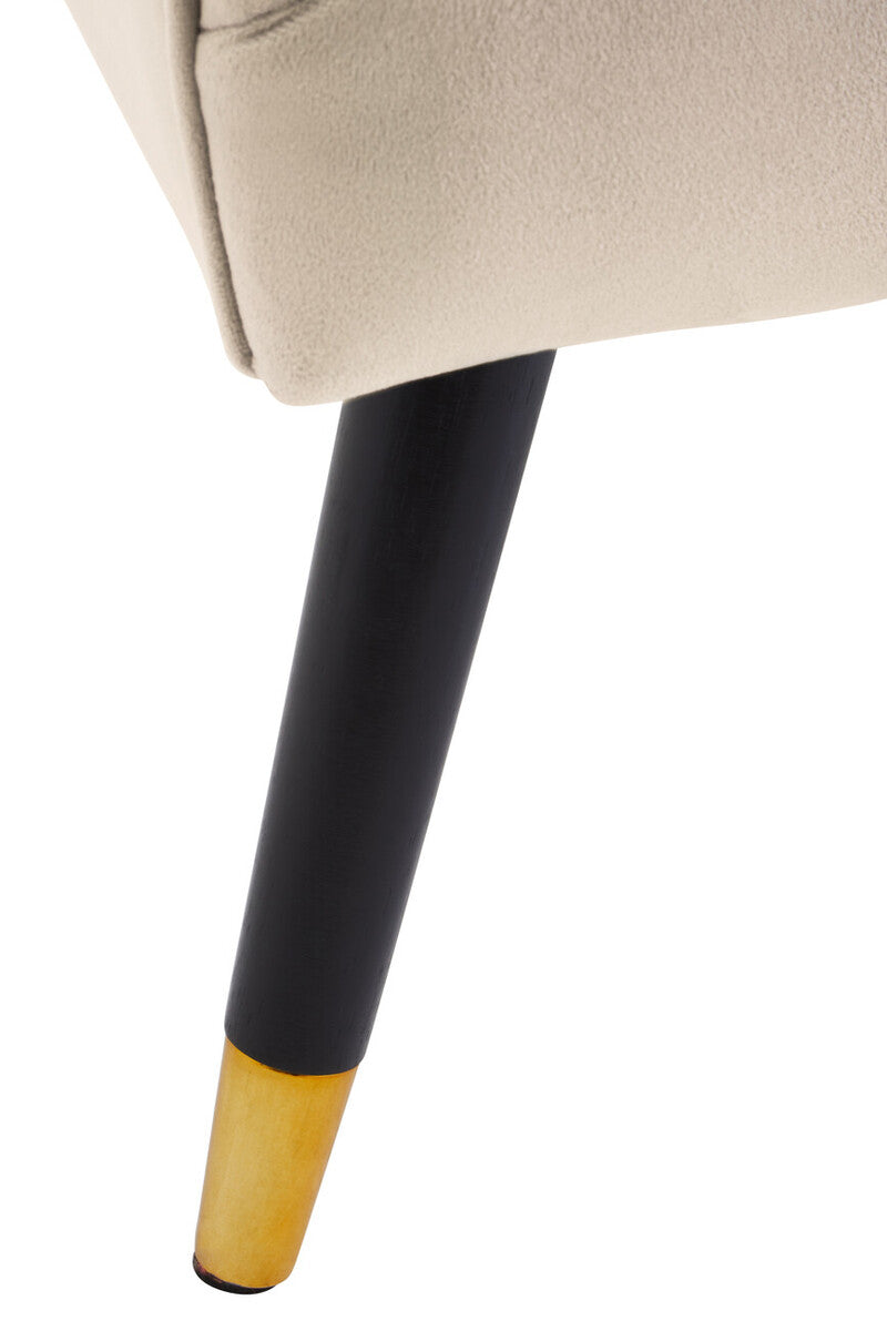 Loretta Stone Velvet Chair With Black Wood And Gold Finish Legs