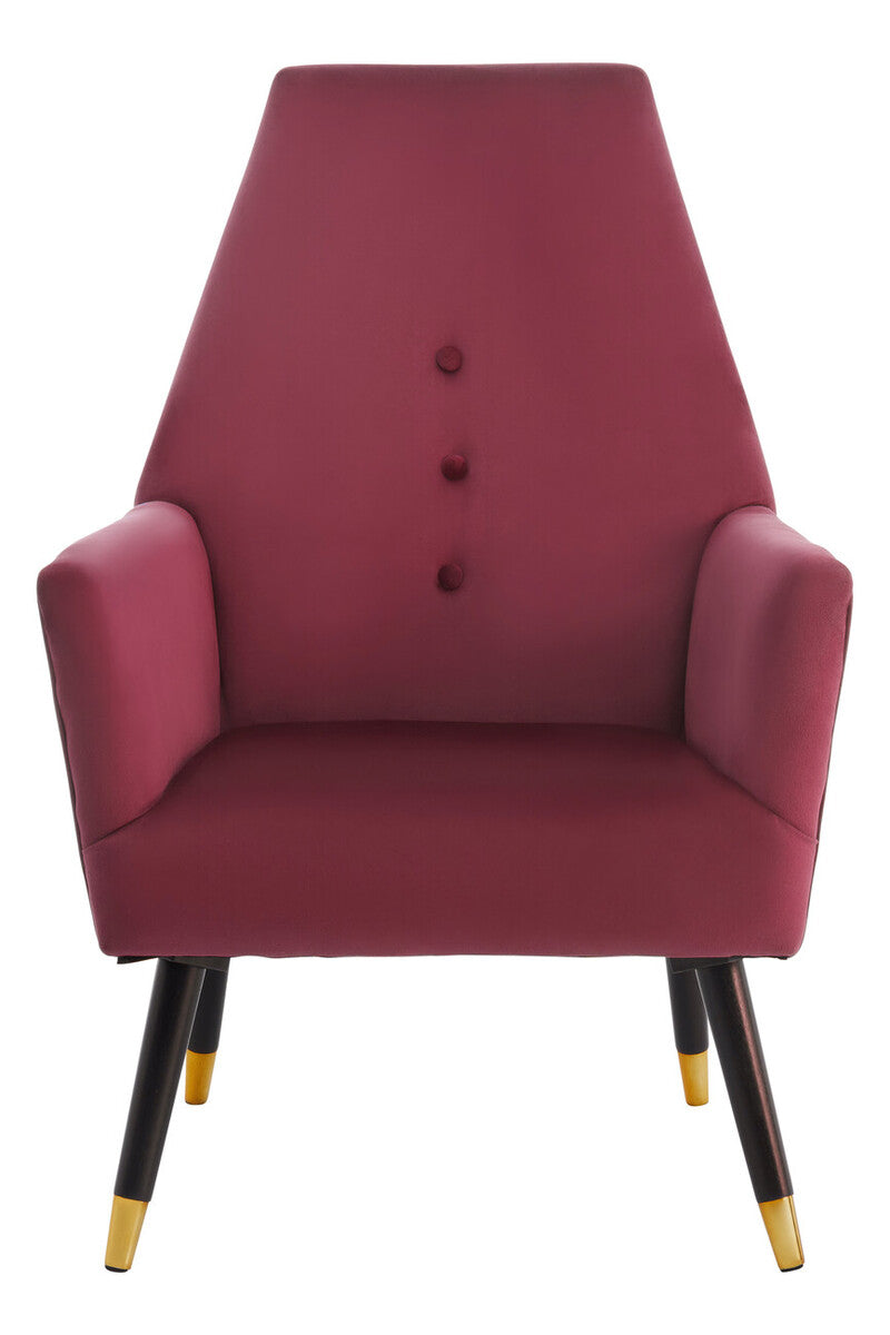 Loretta Wine Velvet Chair With Black Wood And Gold Finish Legs