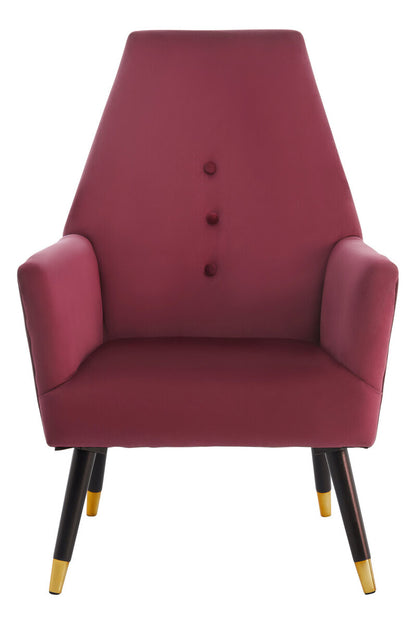 Loretta Wine Velvet Chair With Black Wood And Gold Finish Legs
