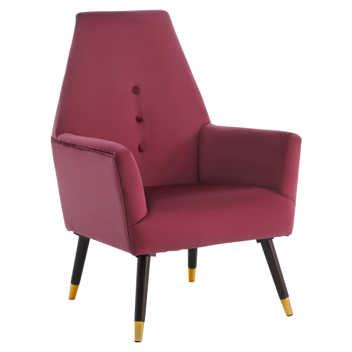 Loretta Wine Velvet Chair With Black Wood And Gold Finish Legs