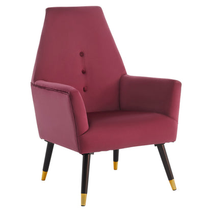 Loretta Wine Velvet Chair With Black Wood And Gold Finish Legs