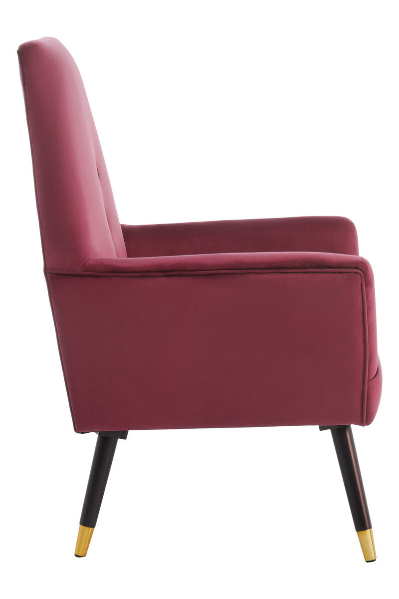 Loretta Wine Velvet Chair With Black Wood And Gold Finish Legs