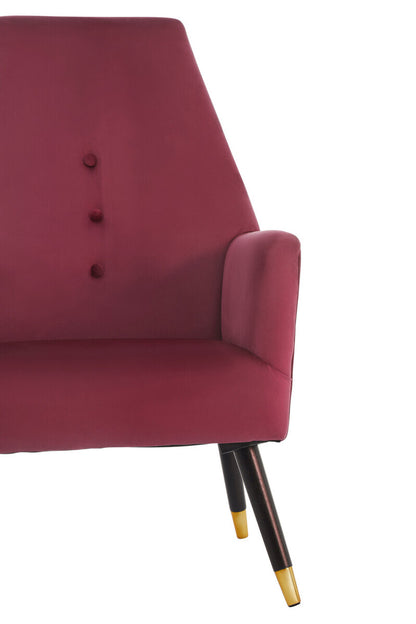 Loretta Wine Velvet Chair With Black Wood And Gold Finish Legs