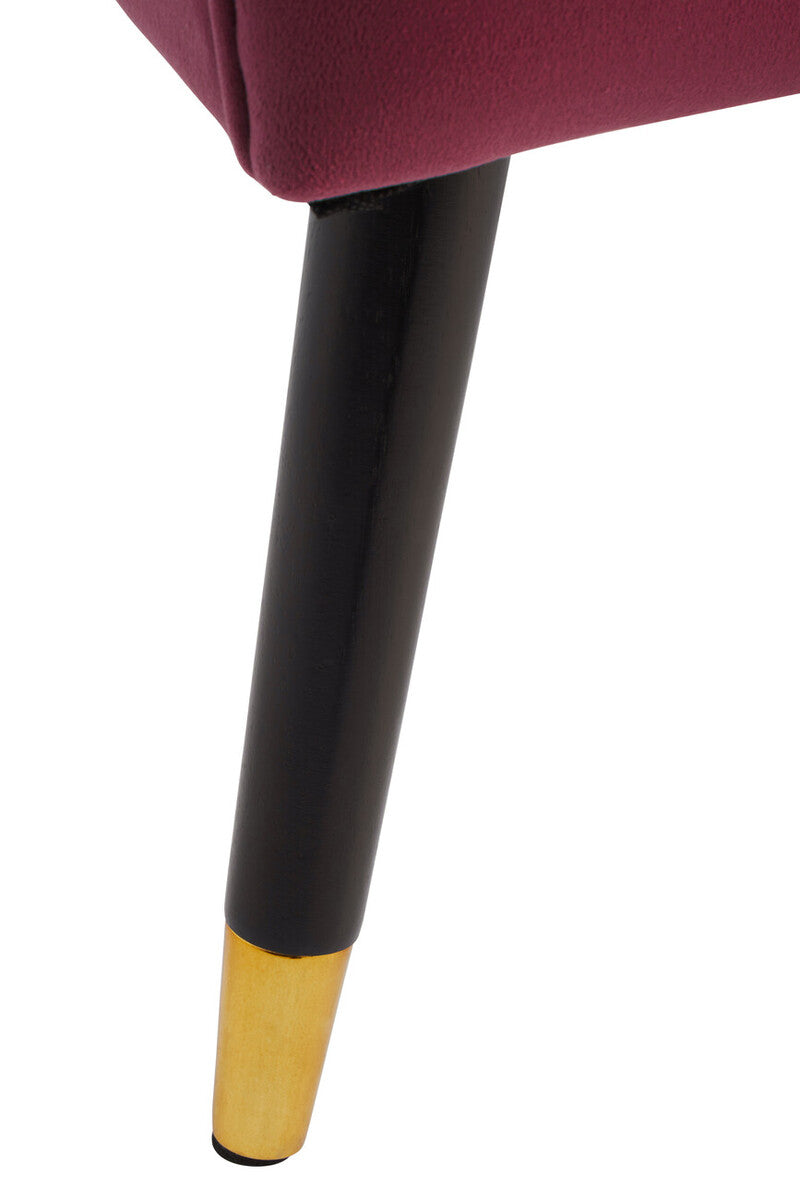 Loretta Wine Velvet Chair With Black Wood And Gold Finish Legs