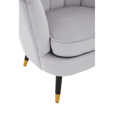 Loretta Grey Velvet Shell Accent Chair