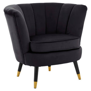 Loretta Black Velvet Shell Accent Chair
