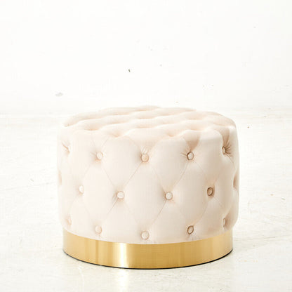 Loretta Stone Velvet Stool With Matte Gold Finish Base - Image 2