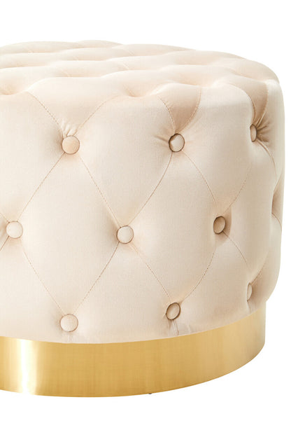 Loretta Stone Velvet Stool With Matte Gold Finish Base - Image 3