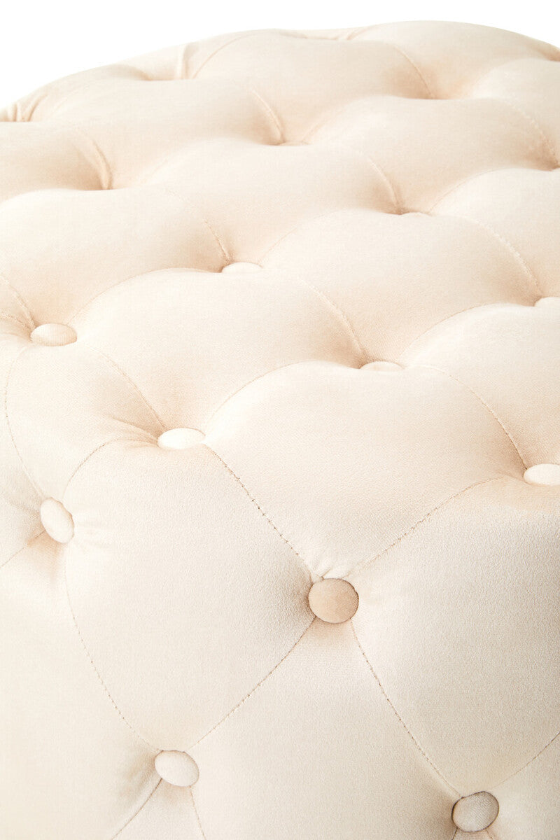 Loretta Stone Velvet Stool With Matte Gold Finish Base - Image 8