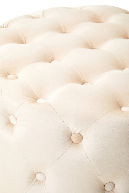 Loretta Stone Velvet Stool With Matte Gold Finish Base - Image 8