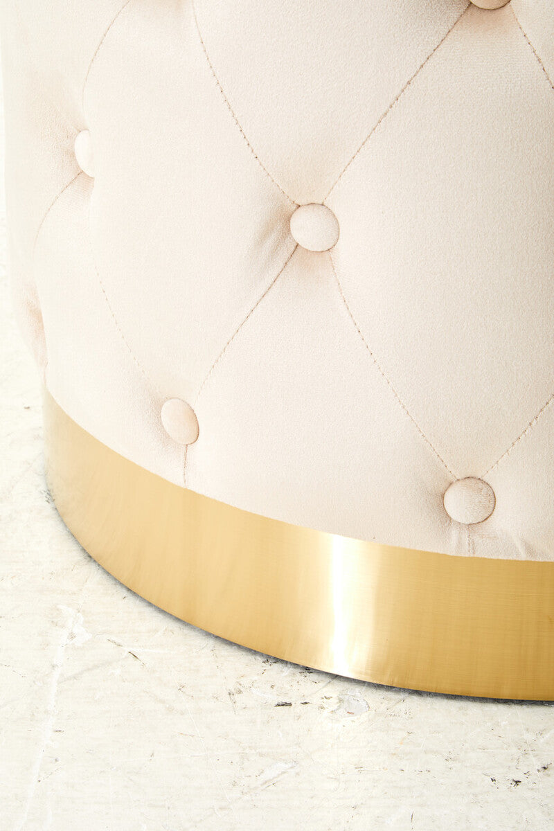 Loretta Stone Velvet Stool With Matte Gold Finish Base - Image 9