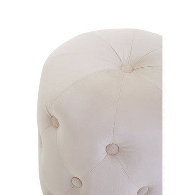 Loretta Stone Velvet Stool With Button Detail And Matte Gold Finish Base