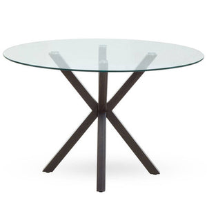 Salford Round Dining Table With Black Wood Effect Metal Legs