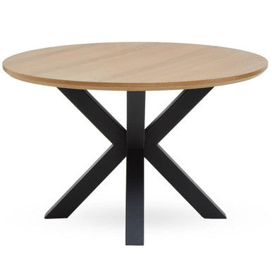 Salford Wood Veneer Top Dining Table With Black Metal Legs