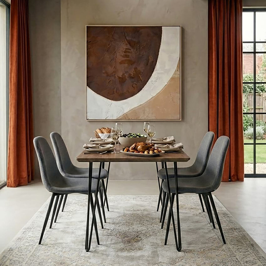 Salford Grey Fabric Dining Chair with Black Legs