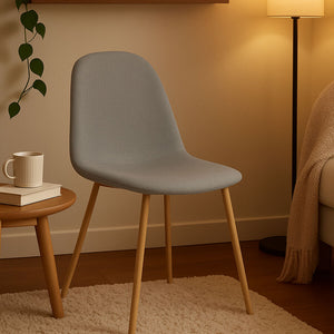 Salford Grey Fabric Dining Chair With Wood Effect Legs