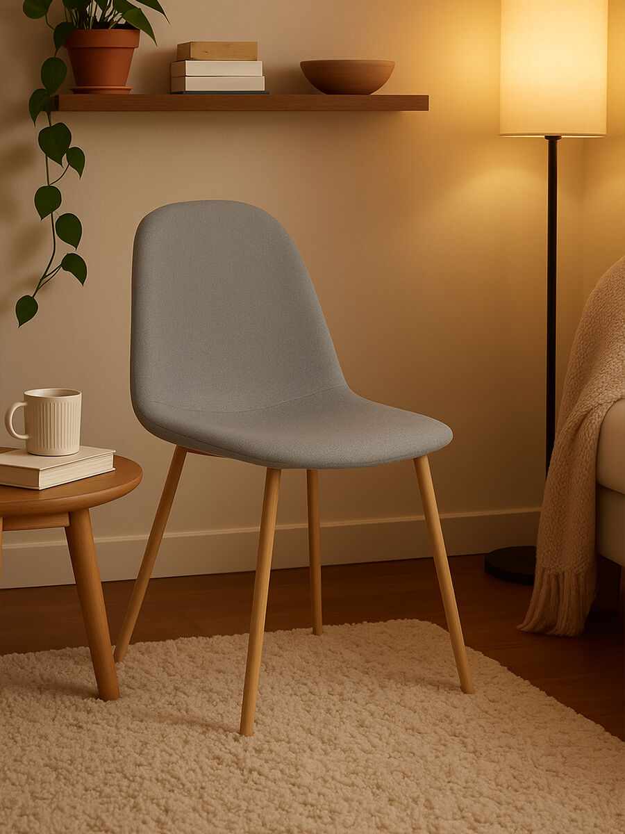 Salford Grey Fabric Dining Chair With Wood Effect Legs