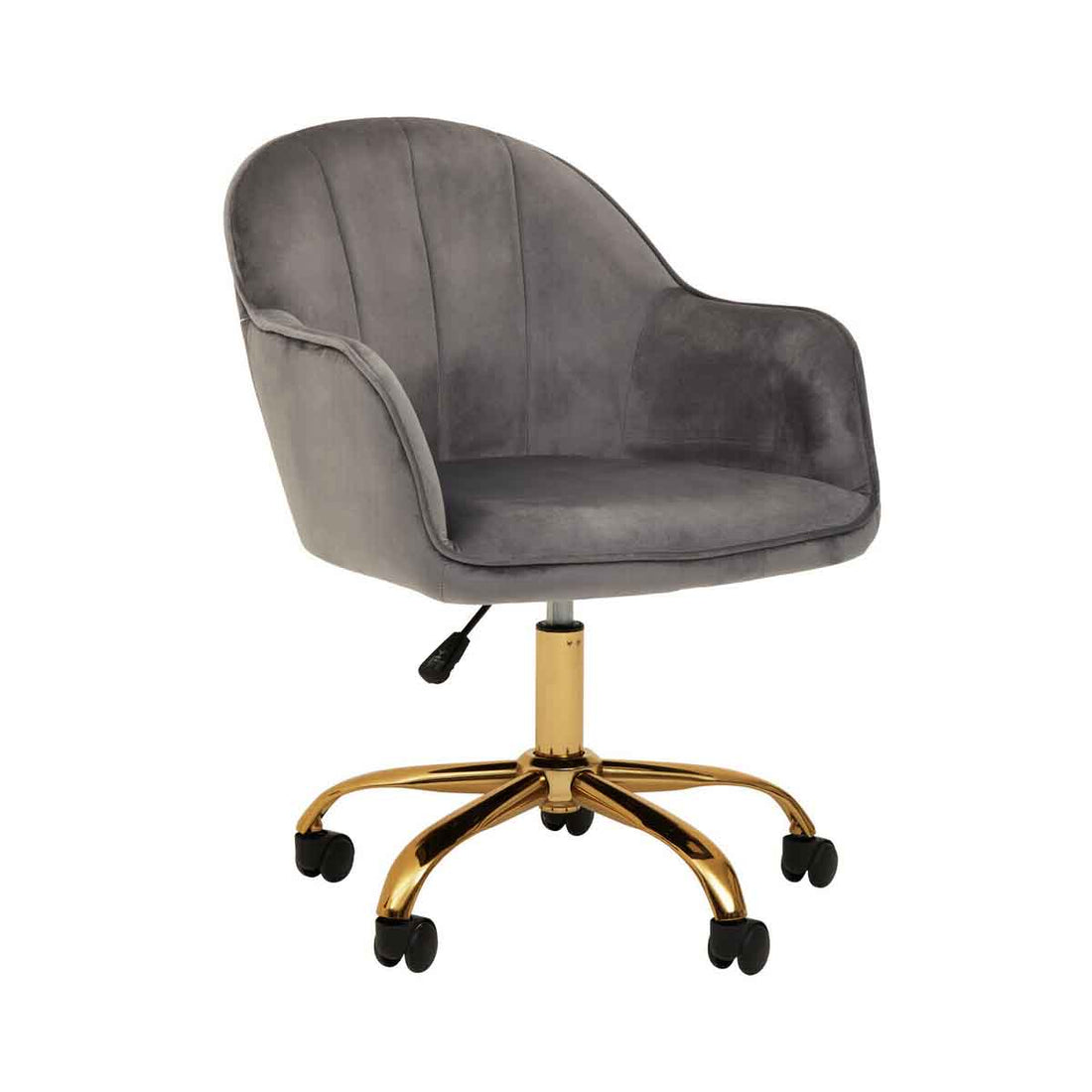 Brent Grey Velvet And Gold Base Home Office Chair