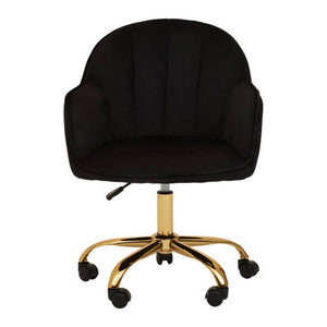 Brent Black Velvet And Gold Base Home Office Chair