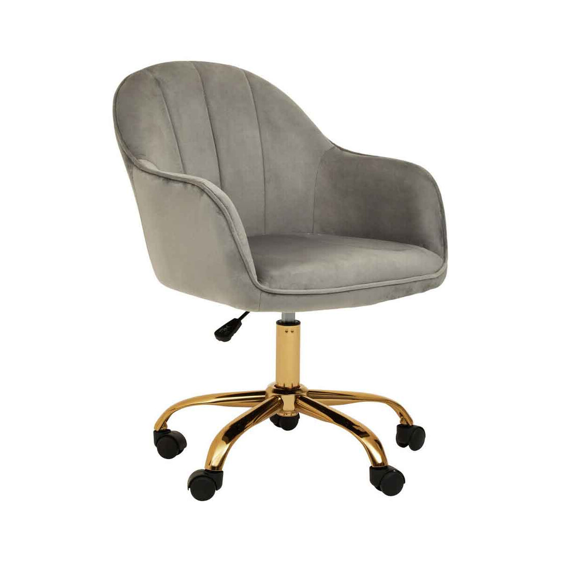 Brent Grey Velvet And Gold Home Office Chair