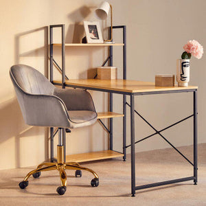 Brent Grey Velvet And Gold Home Office Chair