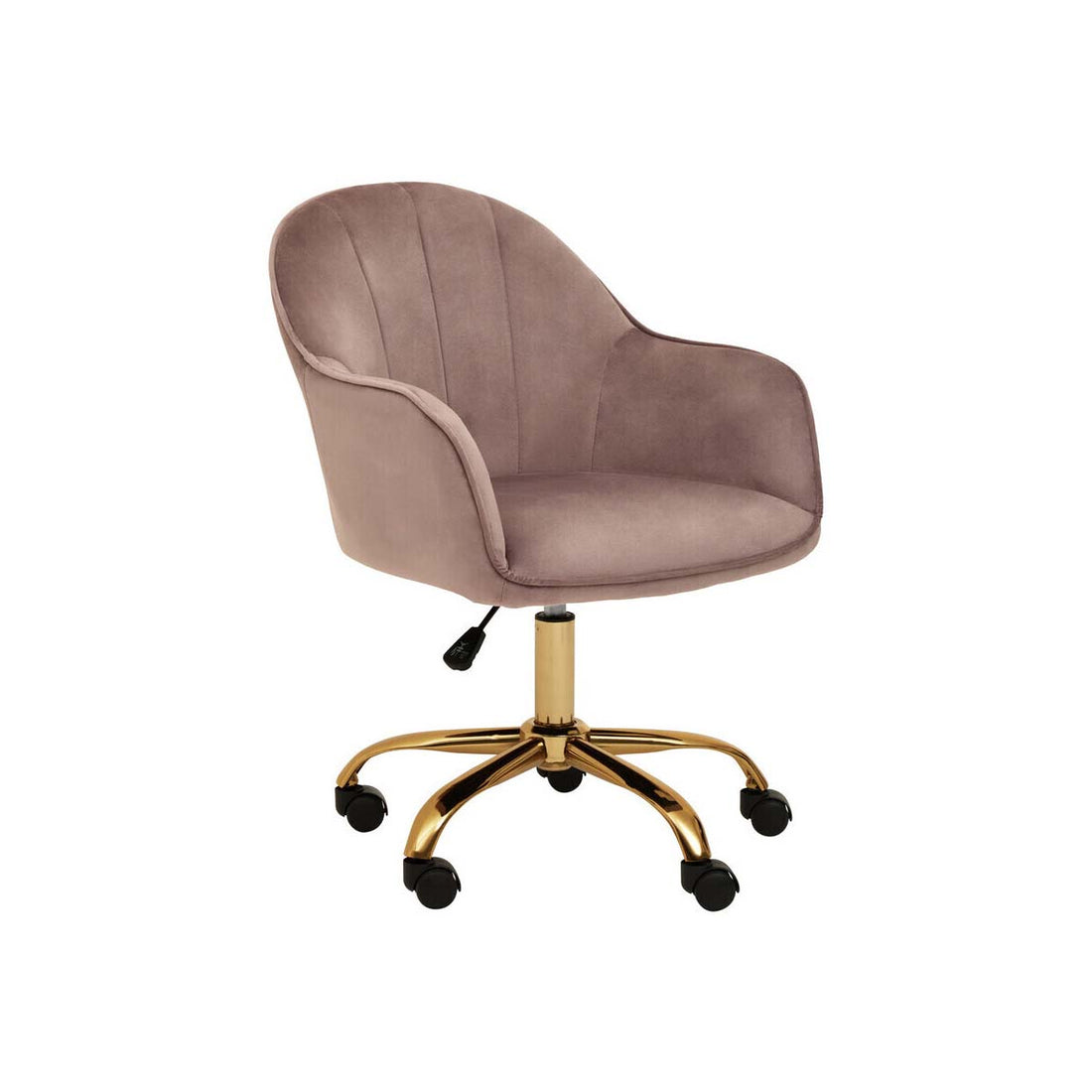 Brent Pink Velvet And Gold Home Office Chair