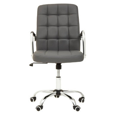 Brent Grey Leather Effect And Chrome Home Office Chair