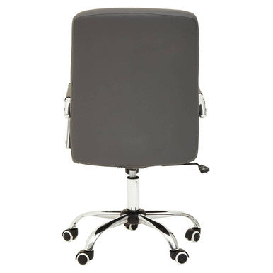 Brent Grey Leather Effect And Chrome Home Office Chair