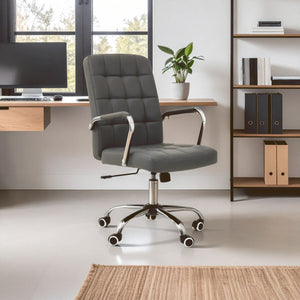 Brent Dark Grey Leather Effect High Back Home Office Chair