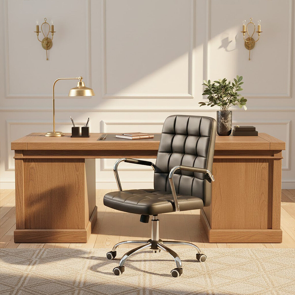 Brent Black Tufted Home Office Chair