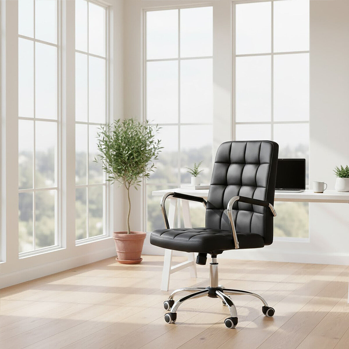 Brent Black Tufted Home Office Chair