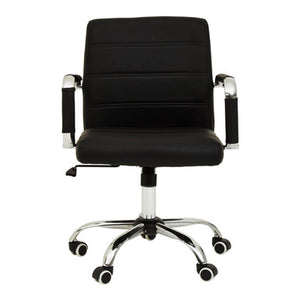 Brent Black Leather Effect And Chrome Home Office Chair