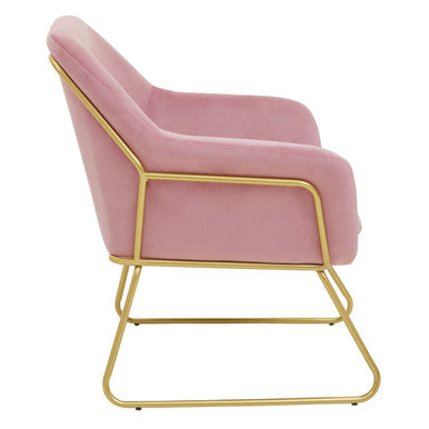 Xander Pink Velvet Bushed Gold Armchair