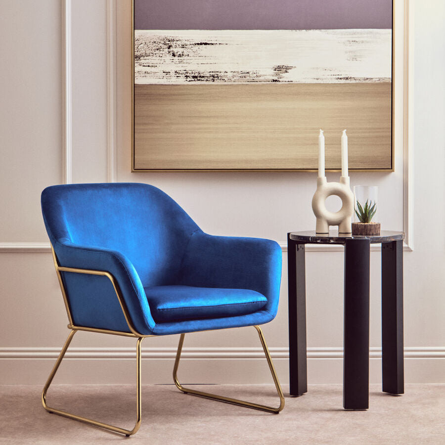 Xander Midnight Blue Velvet Modern Accent Chair
