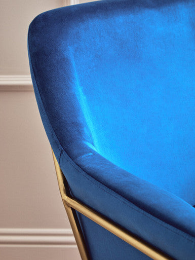 Xander Midnight Blue Velvet Modern Accent Chair