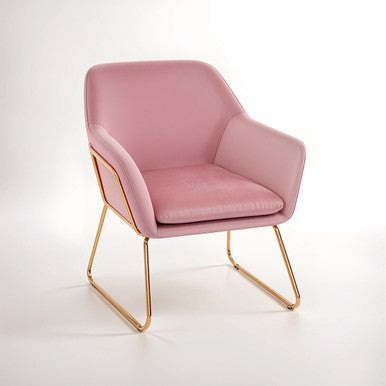 Xander Pink Velvet And Powder Gold Frame Armchair