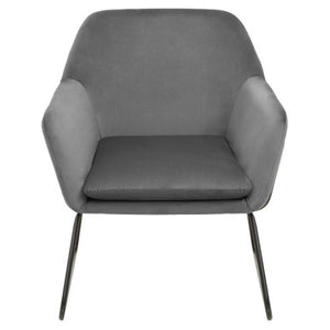 Xander Grey Velvet Accent Chair with Black Finish Legs