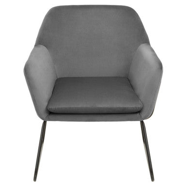 Xander Grey Velvet And Black Frame Armchair