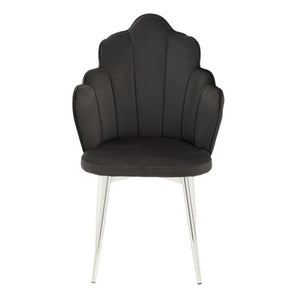 Tian Black Velvet Scalloped Dining Chair