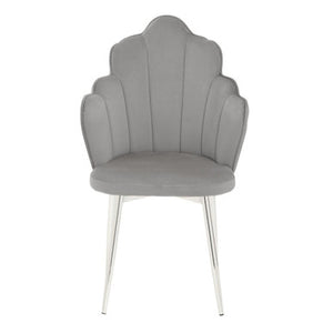 Tian Grey Velvet Scalloped Dining Chair