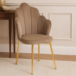 Tian Mink Velvet Scalloped Dining Chair